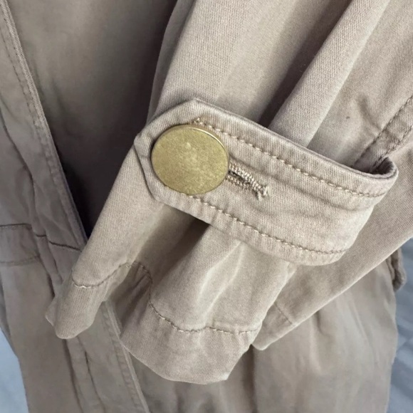 Dictionary Beige Long Parka Size M Womens Crest Beading Made In Japan Y2K Ruffle - Picture 11 of 12